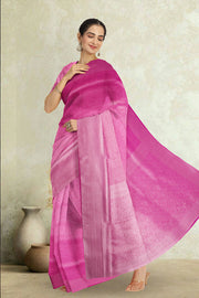 Magenta Pink Kanjivaram Tissue Vegan Silk Saree 10075569