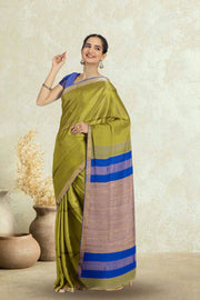 Green Maheshwari Silk Cotton Saree 10075237