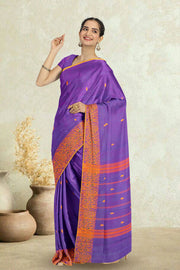 Purple Handloom Chettinad Cotton Saree 10075085