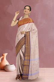 Beige Handloom Chettinad Cotton Saree 10075112