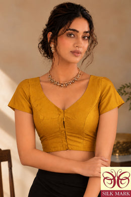 Mustard Yellow Kanjivaram Soft Silk Blouse 10076989