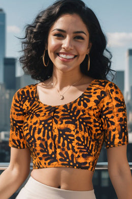 Orange Batik Rayon Blouse 10075022