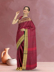 Maroon Handloom Kanchi Cotton Saree 10071815