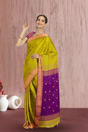 Yellow Maheshwari Silk Cotton Saree 10075276