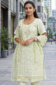 Green Sequin Embroidery Viscose Silk Salwar Suit 10076194