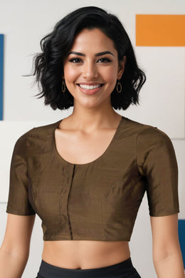 Brown Maheshwari Silk Cotton Blouse 10075048