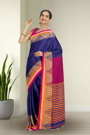 Blue Bengal Handwoven Cotton Saree 10075323