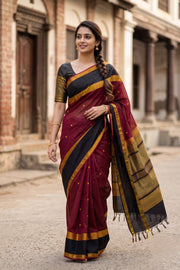 Maroon Handloom Kanchi Silk Cotton Saree 10077994