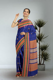 Blue Handloom Chettinad Cotton Saree 10075069