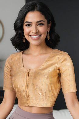 Cream Banarasi Chiniya Silk Blouse 10075019