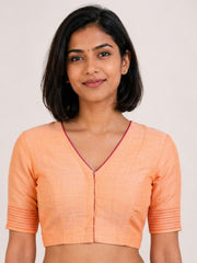 Sherbert Orange Andhra Cotton Blouse 10070426