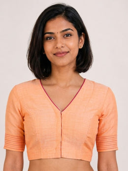 Sherbert Orange Andhra Cotton Blouse 10070426