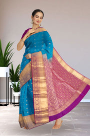 Blue Handloom Kanjivaram Pure Silk Saree 10071885