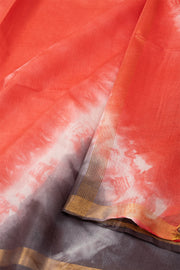 Orange Shibori Dye Semi Tussar Saree 10078220