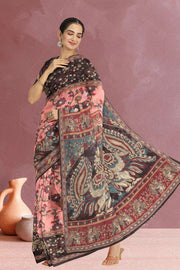 Pink Kalamkari Printed Malai Cotton Saree 10074681