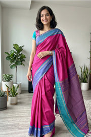 Pink Vegan Silk Kanjivaram Saree With Checks Design 10076336