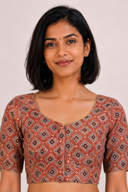 Maroon Ajrakh Printed Cotton Blouse 10072499