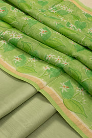 Green Chanderi Silk Cotton 2 Piece Salwar Suit Material 10077388