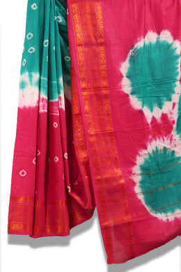 Dark Pink Handcrafted Sungudi Cotton Saree 10074467