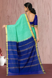 Minted Aqua Green Mysore Crepe Silk Saree With Zari Border 10076677