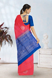 Coral Pink Handloom Kanjivaram Soft Silk Saree 10063254