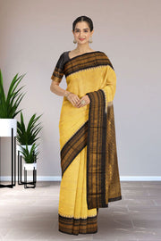 Yellow Gadwal Kuttu Silk Saree 10075426