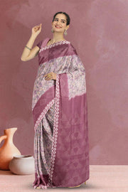 Mauve Floral Printed Linen Saree 10074037