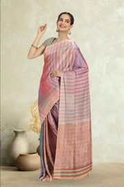 MultiColour Hand Block Printed Chanderi Saree 10049147