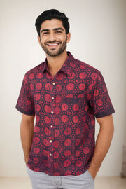 Violet Indigo Men's Half Sleeve Crop Shirt 10074616