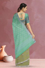 Green South Silk Cotton Saree 10073589