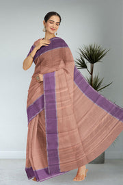 French Beige Kanjivaram Vegan Silk Saree 10075559