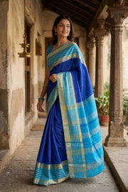 Blue Mysore Semi Crepe Silk Saree 10077818