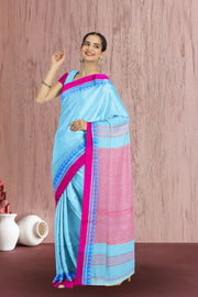 Blue Shantipur Tant Bengal Cotton Saree 10074974