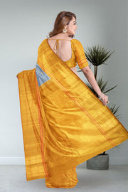 Cadet Gray Korvai Kanjivaram Silk Saree 10075667