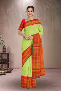 Green Gadwal Kuttu Silk Saree 10075417