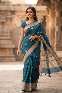 Blue Kanchi Cotton Saree 10068666