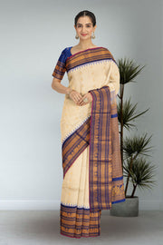 Cream Gadwal Kuttu Silk Saree 10075410