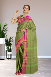 Green Handloom Chettinad Cotton Saree 10075884