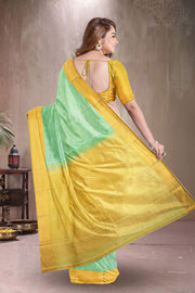 Turquoise Green Nakashi Kanjivaram Silk Saree 10075523