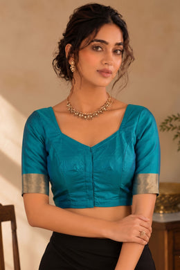 Summer Sea Green Kanjivaram Silk Blouse 10076640