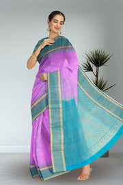 Pinkish Violet Handloom Kanjivaram Soft Silk Saree 10075702