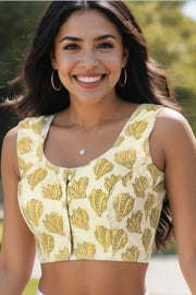 Green Vanaspathi Printed Cotton Blouse 10074477