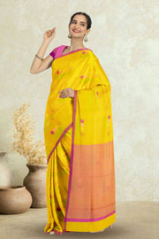 Yellow Chanderi Silk Cotton Saree 10075382