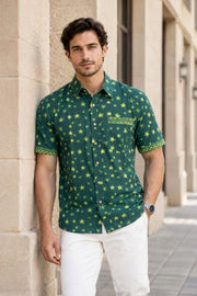 Indigo Handblock Print Pre-Washed Pure Cotton Shirt 10075464