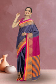 Blue Bengal Handwoven Cotton Saree 10075322
