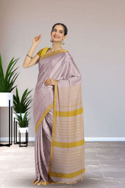 Silver Maheshwari Silk Cotton Saree 10075235