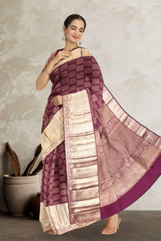 Burgundy Pure Zari Kanjivaram Silk Saree 10063138
