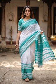 Green Bengal Handwoven Cotton Saree 10075299