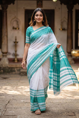 Green Bengal Handwoven Cotton Saree 10075299