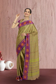 Green Handloom Chettinad Cotton Saree Without Blouse 10075186